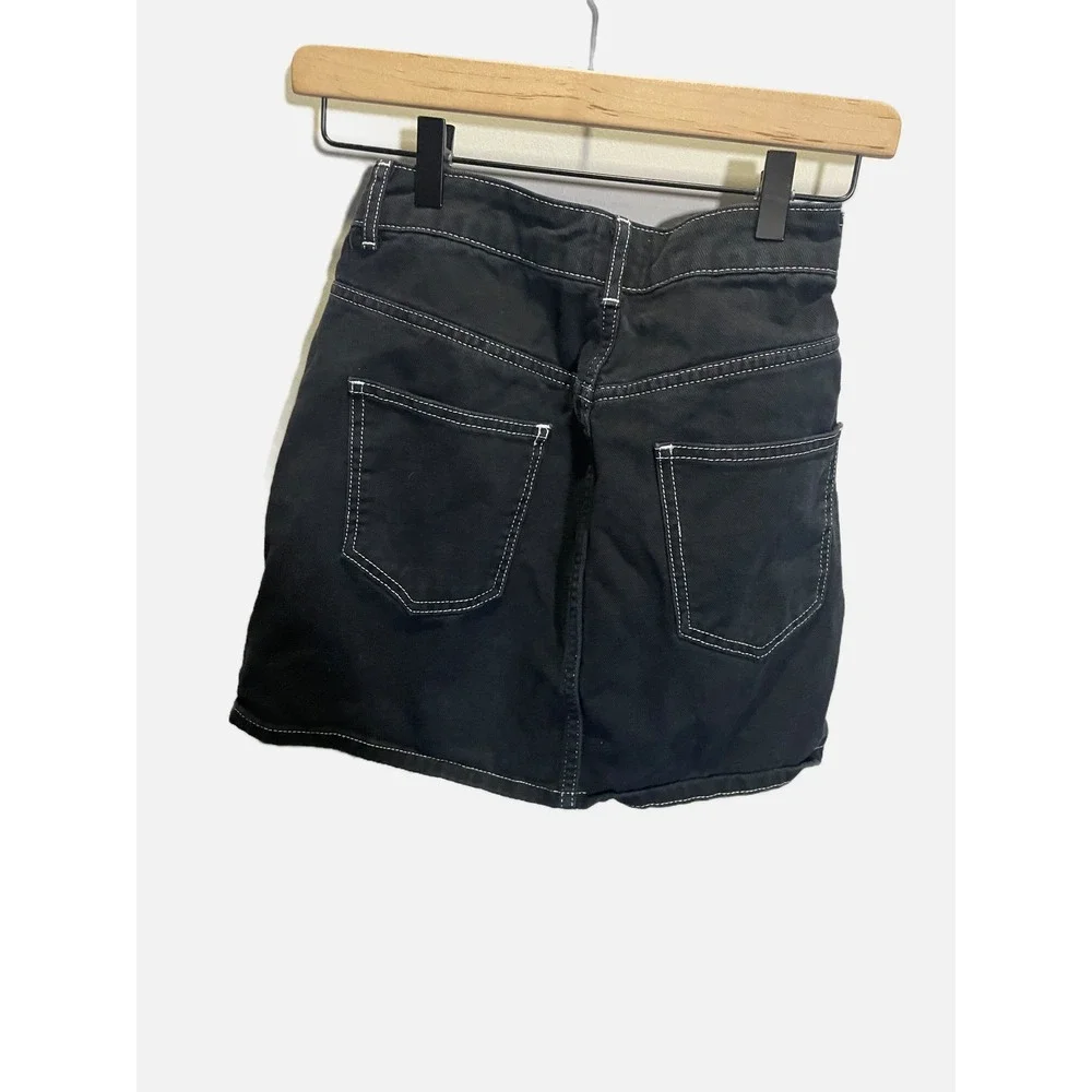BDG Denim Mini Skirt Womens Small Black Excellent Contrast Stitch‎ Belted